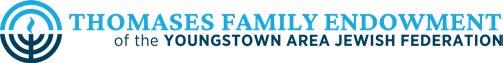 Thomas Family Endowment of the Youngstown Area Jewish Federation logo, featuring a blue and dark teal circular emblem alongside the organization’s name in blue lettering.